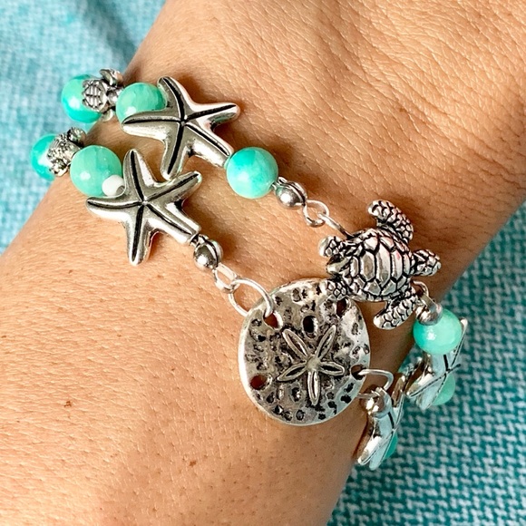 🌴🐚 Aqua Quartz Bracelet - Picture 3 of 9